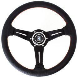 3-kraki volanski obroč Nardi Deep Corn, 330mm, usnje, 50mm zamik, črna