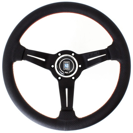 Volani 3-kraki volanski obroč Nardi Deep Corn, 330mm, usnje, 50mm zamik, črna | race-shop.si