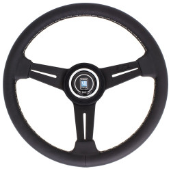 3-kraki volanski obroč Nardi Classic ND33, 330mm, usnje, kraki z zarezami, 40mm zamik, črna