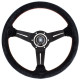 Volani 3-kraki volanski obroč Nardi Deep Corn, 330mm, semiš, 50mm zamik, črna | race-shop.si