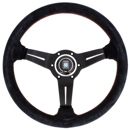 Volani 3-kraki volanski obroč Nardi Deep Corn, 330mm, semiš, 50mm zamik, črna | race-shop.si