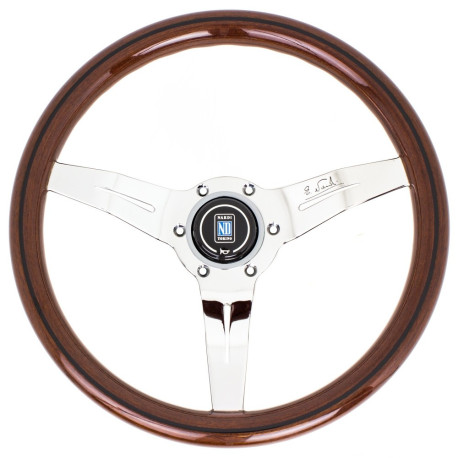Volani 3-kraki volanski obroč Nardi Deep Corn, 330mm, les, 50mm zamik, rjava/krom/črna | race-shop.si