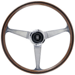 3-kraki volanski obroč Nardi Anni 60, 380mm, les, 45mm zamik, rjava/krom