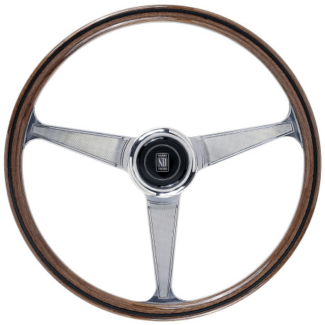 Volani 3-kraki volanski obroč Nardi Anni 60, 380mm, les, 45mm zamik, rjava/krom | race-shop.si