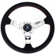 Volani 3-kraki volanski obroč Nardi Deep Corn, 330mm, usnje, 50mm zamik, črna/krom | race-shop.si