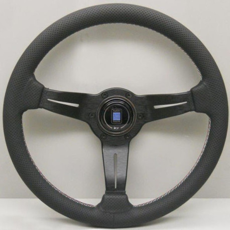 Volani 3-kraki volanski obroč Nardi Deep Corn, 330mm, usnje, šiv Italia, 50mm zamik, črna | race-shop.si