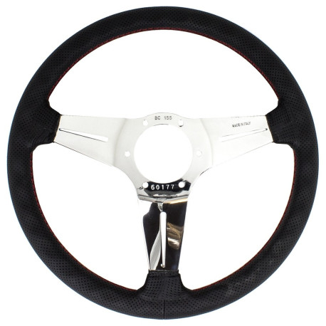 Volani 3-kraki volanski obroč Nardi Deep Corn, 350mm, usnje, 75mm zamik, črna/krom | race-shop.si