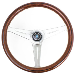 3-kraki volanski obroč Nardi Classic ND39, 390mm, les, 45mm zamik, rjava/srebrna
