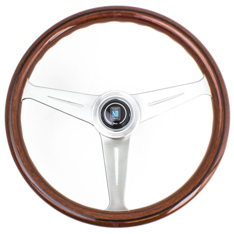 Volani 3-kraki volanski obroč Nardi Classic ND39, 390mm, les, 45mm zamik, rjava/srebrna | race-shop.si