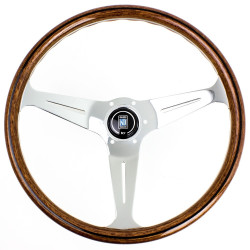 3-kraki volanski obroč Nardi Classic ND39, 390mm, les, 40mm zamik, rjava/srebrna