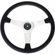 Volani 3-kraki volanski obroč Nardi Classic ND39, 390mm, usnje, 30mm zamik, črna/srebrna | race-shop.si