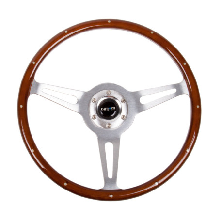 Volani 3-kraki volanski obroč NRG Classic, 380mm, les, brez zamika, rjava/srebrna | race-shop.si