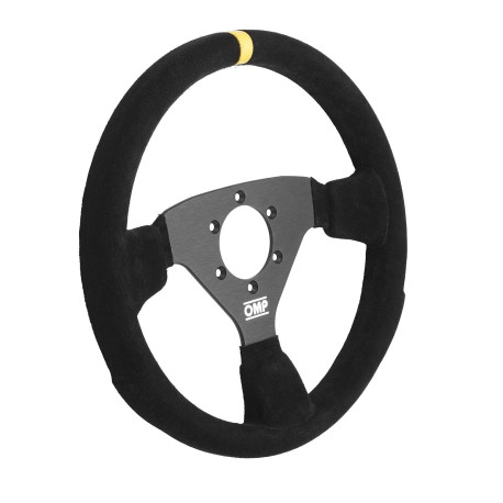 Volani 3-kraki volanski obroč OMP ALU RALLY, 320mm, semiš, brez zamika, črna/rumena | race-shop.si