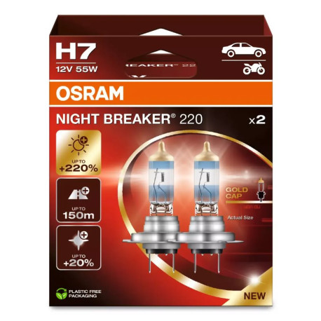 Bulbs and xenon lights Osram halogenske žarnice NIGHT BREAKER 220 H7 (2 kosa) | race-shop.si