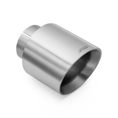 Z enim izpustom RM Motors satinirana konica iz nerjavečega jekla z rezanim zaključkom KSCS/DS 89mm, vhodni premer 76mm | race-shop.si