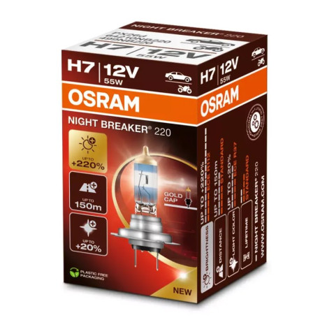 Bulbs and xenon lights Osram halogenske žarnice NIGHT BREAKER 220 H7 (1 kosa) | race-shop.si
