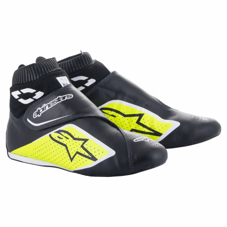 Čevlji FIA dirkaški čevlji Alpinestars Supermono V2, črna/fluorescenčno rumena/bela | race-shop.si