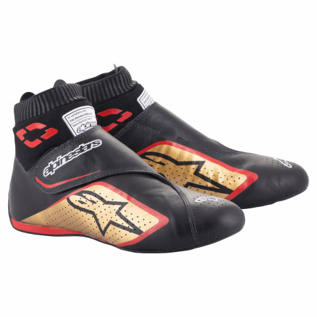 Čevlji FIA dirkaški čevlji Alpinestars Supermono V2, črna/zlata/rdeča | race-shop.si