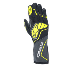 FIA dirkalne rokavice Alpinestars Tech-1 ZX V4 (zunanji šivi), siva/črna/fluo rumena