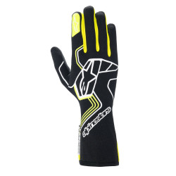 FIA dirkalne rokavice Alpinestars Tech-1 Race V4 (zunanji šivi), črna/fluo rumena