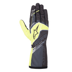 Rokavice za karting Alpinestars Tech-1 K Race V2 Corporate (notranji šivi), antracit/fluo rumena