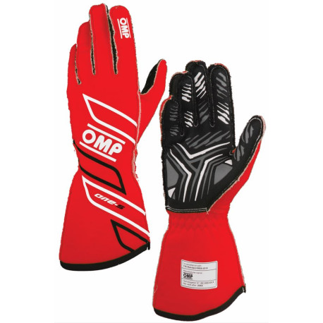 Promocije Race gloves OMP ONE-S my2025 with FIA homologation (external stitching), red | race-shop.si