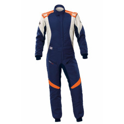 FIA tekmovalni kombinezon OMP FIRST EVO my2025, mornarsko modra/fluo/oranžna