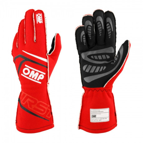 Rokavice Dirkalne rokavice OMP FIRST my2025 s FIA homologacijo in zunanjimi šivi,rdeče | race-shop.si