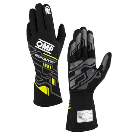 Rokavice Dirkalne rokavice OMP SPORT my2025 s FIA homologacijo.črna/fluorescenčno rumena | race-shop.si