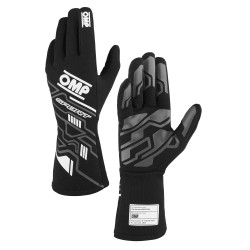 FIA dirkalne rokavice OMP SPORT (notranji šivi), črna/bela