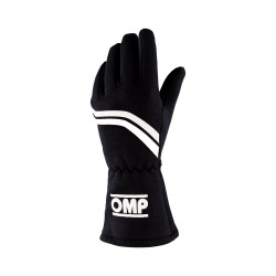 Race gloves OMP DIJON my2025 with FIA (inside stitching) Black with whte stripes