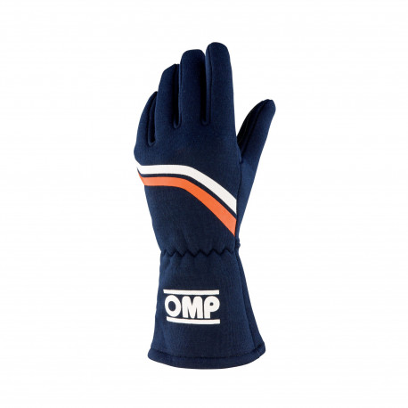 Rokavice Race gloves OMP DIJON my2025 with FIA (inside stitching) Navy blue with white/orange stripes | race-shop.si