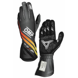 Rokavice za karting OMP KS-X ART (zunanji šivi), črna/rumena/rdeča
