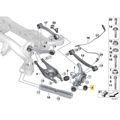 E90, E92 & E93 3 Serija M3 (2006 -2013) IRP rear wheel carrier trailing arm bushings (aluminium housing with bearing) BMW E8x, E9x, E84(X1) | race-shop.si