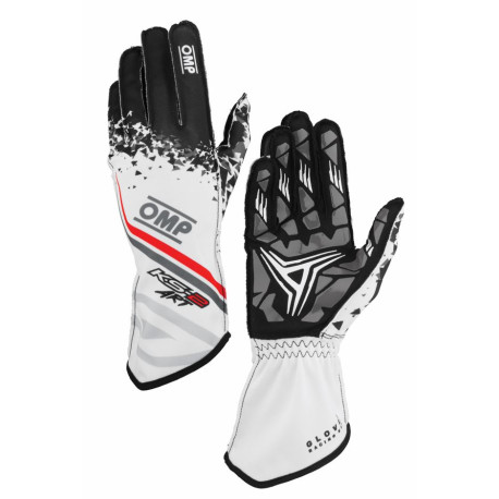 Rokavice Race gloves OMP KS-2 ART my2025 (external stitching) white/black/red | race-shop.si