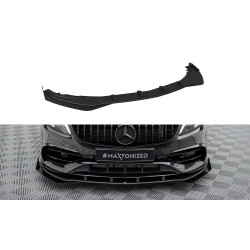 Front Splitter Mercedes-Benz A AMG-Line W176 Facelift (Black + Gloss Flaps)
