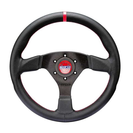 Volani 3-kraki volanski obroč Sparco R383 CHAMPION, 330mm, usnje, 39mm zamik, črna/rdeča | race-shop.si