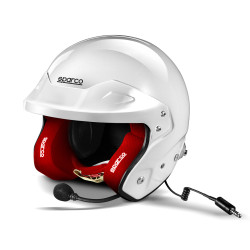 Čelada Sparco RJ-I s FIA homologacijo 8859-2015 , HANS bela/rdeča POŠKODOVANA
