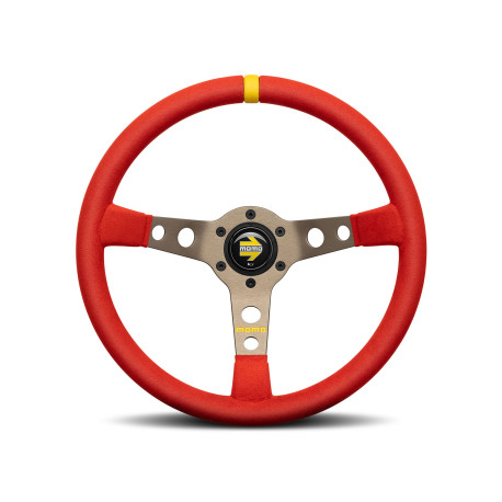 Volani 3-kraki volanski obroč MOMO MOD.07, 350mm, usnje, 72mm zamik, rdeča/siva/rumena | race-shop.si