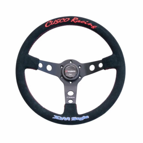 Volani 3-kraki volanski obroč Cusco Racing, 330mm, semiš, 90mm zamik, črna | race-shop.si