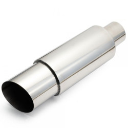 Izpušni lonec (dušilec zvoka) RACES Chrome 89mm, premer dovoda 2,5" (63mm)