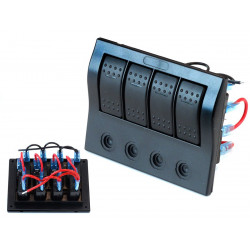 Waterproof panel with 4 Carling Rocker switches (IP68)
