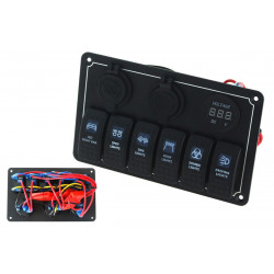 Waterproof OFFROAD panel with 6 Carling Rocker switches (IP68)
