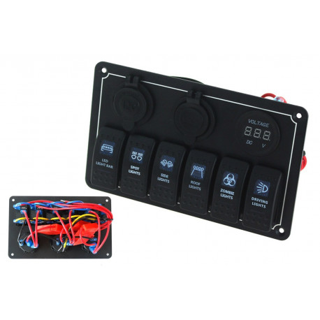 Stikalne plošče Waterproof OFFROAD panel with 6 Carling Rocker switches (IP68) | race-shop.si