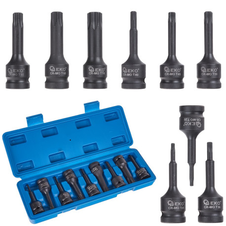 Komplet nasadnih nastavkov Set of 9pcs torx impact sockets (T20-T70) | race-shop.si