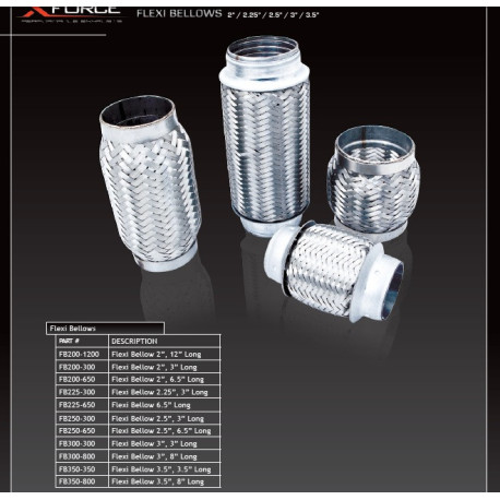 Exhaust flex pipe Standard (SS201) XFORCE fleksibilna cev izpuha 63x165 mm | race-shop.si