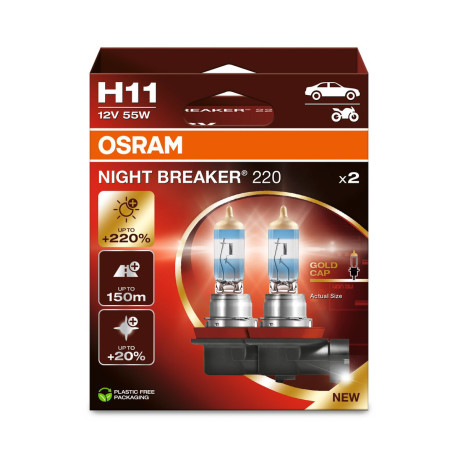Bulbs and xenon lights Osram halogen headlight lamps NIGHT BREAKER 220% H11 (2pcs) | race-shop.si