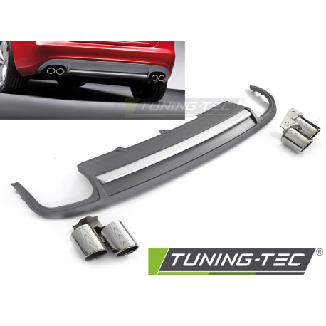 Body kit a vizuálne doplnky DIFFUSOR SINGLE OUTLET SILVER SPORT S STYLE fits AUDI A4 B8 08-11 | race-shop.si