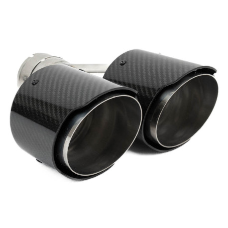 Z dvema izpustoma Konica dušilca ​​izpušnih plinov RACES CARBON 2x101mm, vhodni premer 76mm - Gloss | race-shop.si