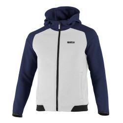 Sparco Hooded Full Zip Sweatshirt, white/blue navy